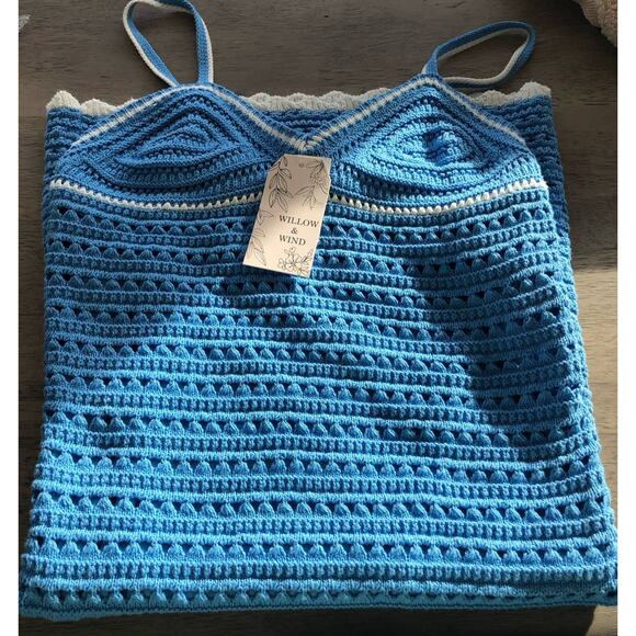 Willow and Wind Blue and White Crochet  Midi Dress - M - Picture 5 of 10